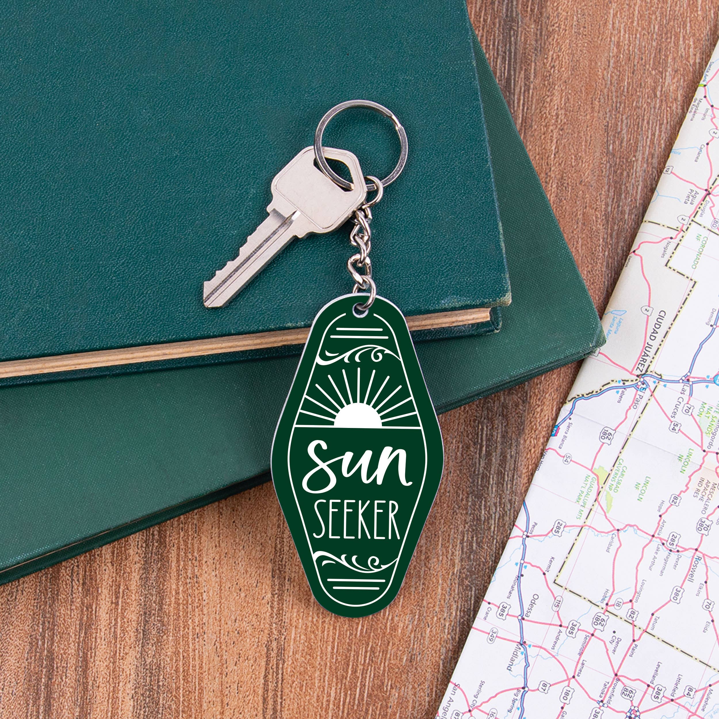 Sun Seeker Vintage Engraved Key Chain